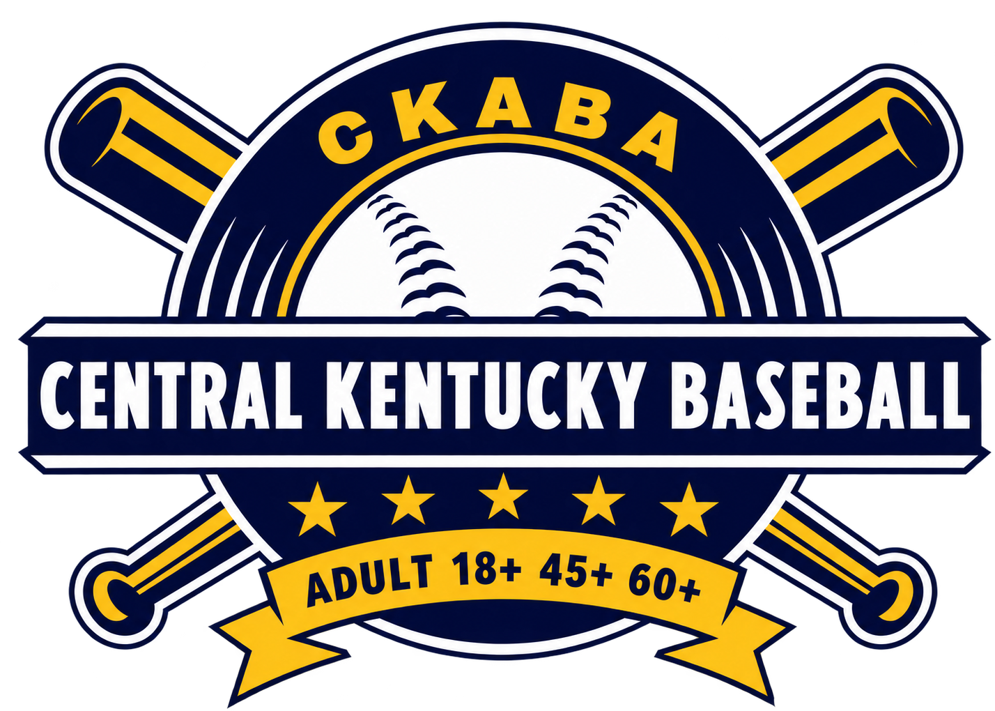 CKABA Central Kentucky Baseball official crest, adult 18+, 45+ and 60+
